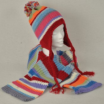 Knitted hat and scarf set W2-1057H-S-SET
